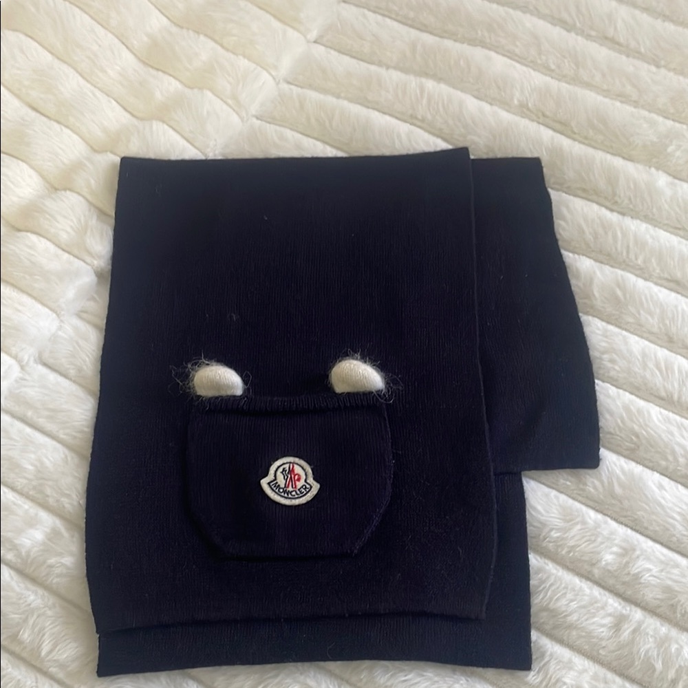 Moncler Black Scarf with Logo